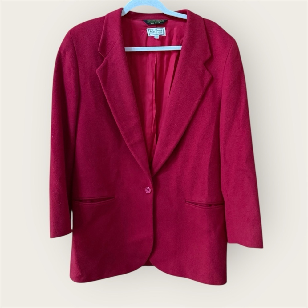vintage L.L. Bean Freeport Maine  Wool cranberry red blazer size 12R EUC